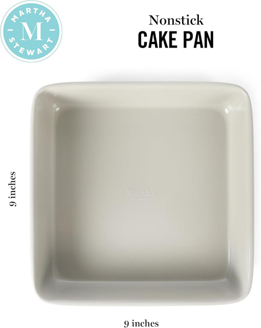 Martha Stewart Gallen 9 Inch Square Nonstick Carbon Steel Cake Pan - Cool Grey