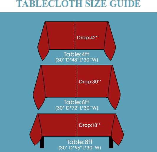 VidaFete 2 Pack 90 * 132inch Rectangle Table Cloth Polyester, Stain Wrinkle Resistant Polyester Dining Table Cover for Kitchen Dinning Party Wedding Rectangular Table Buffet Decoration(Red)
