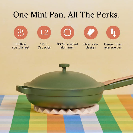 Our Place Mini Always Pan 2.0-8.5” (1.2 Qt) Nonstick, Toxin-Free Ceramic Cookware | Patented 10-in-1 Aluminum Frying & Sauté Pan | Safe for Oven, Induction & All Cooktops up to 450°F | Sage