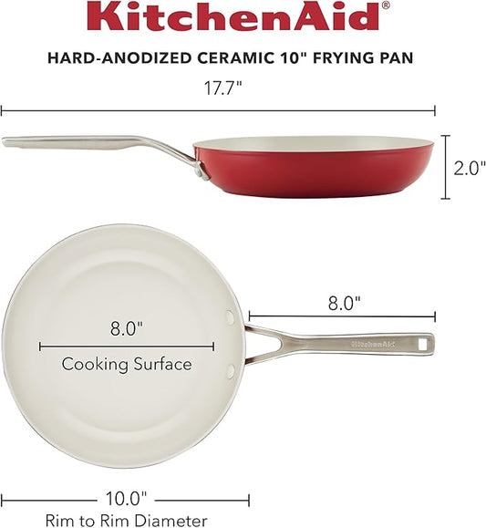KitchenAid Hard Anodized Ceramic Nonstick Frying Pan/Skillet, 10 Inch - Empire Red