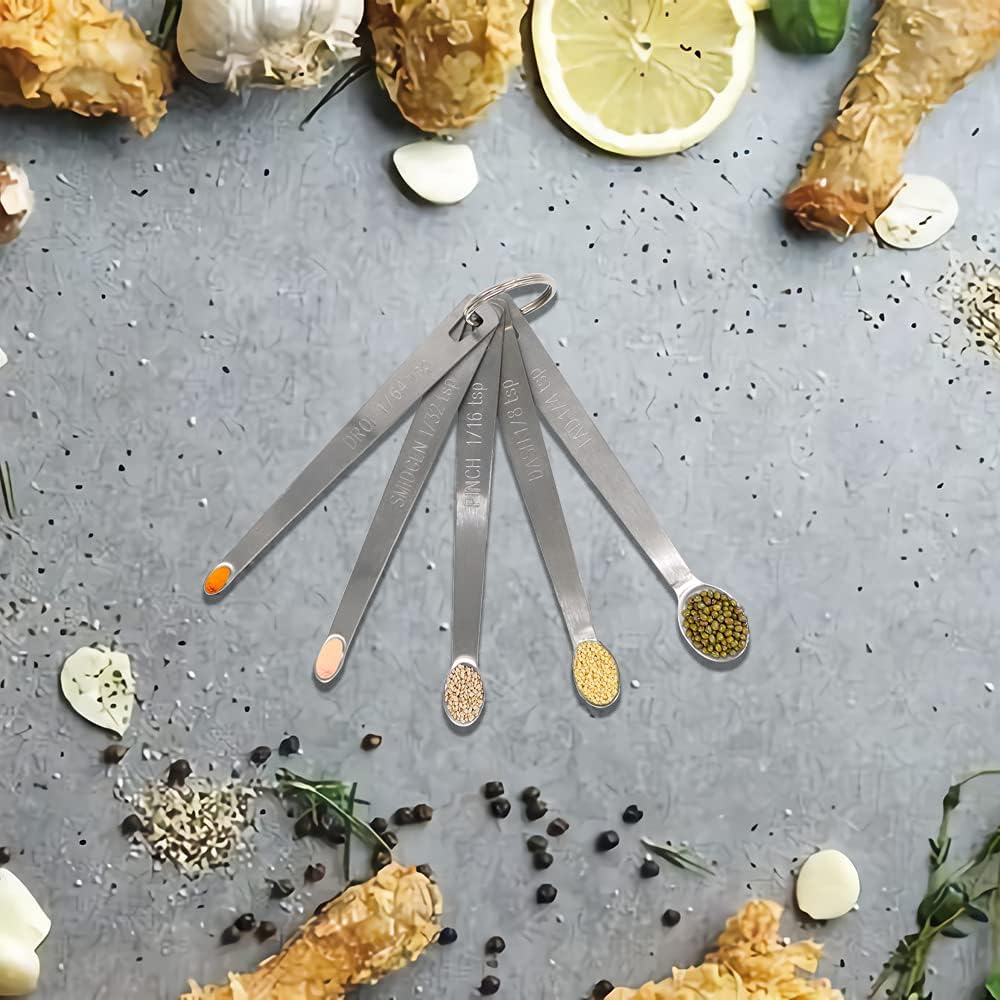 5PCS 1/8 Teaspoon(1/8tsp, 0.625 ml, Dash) Single Tiny Measuring Spoon, Small Individual Stainless Steel Measure Spoons Only