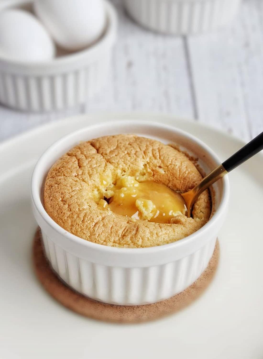 LE TAUCI Ramekins 12 OZ Oven Safe, Ceramic Souffle Dishes for Oven, Custard Cups, Creme Brulee Dishes, Porcelain Large Ramekins, Pudding Ramiken, Dipping Sauces, Set of 6, White