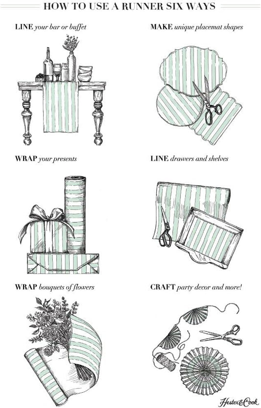 Black Gold Striped Table Runner - Disposable Paper Table Runner for Parties or Weddings - American Made