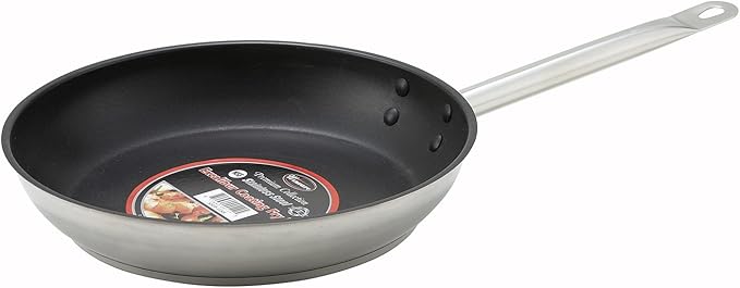 Winco Commercial-Grade Stainless Steel Fry Pan, Non-Stick, 8"