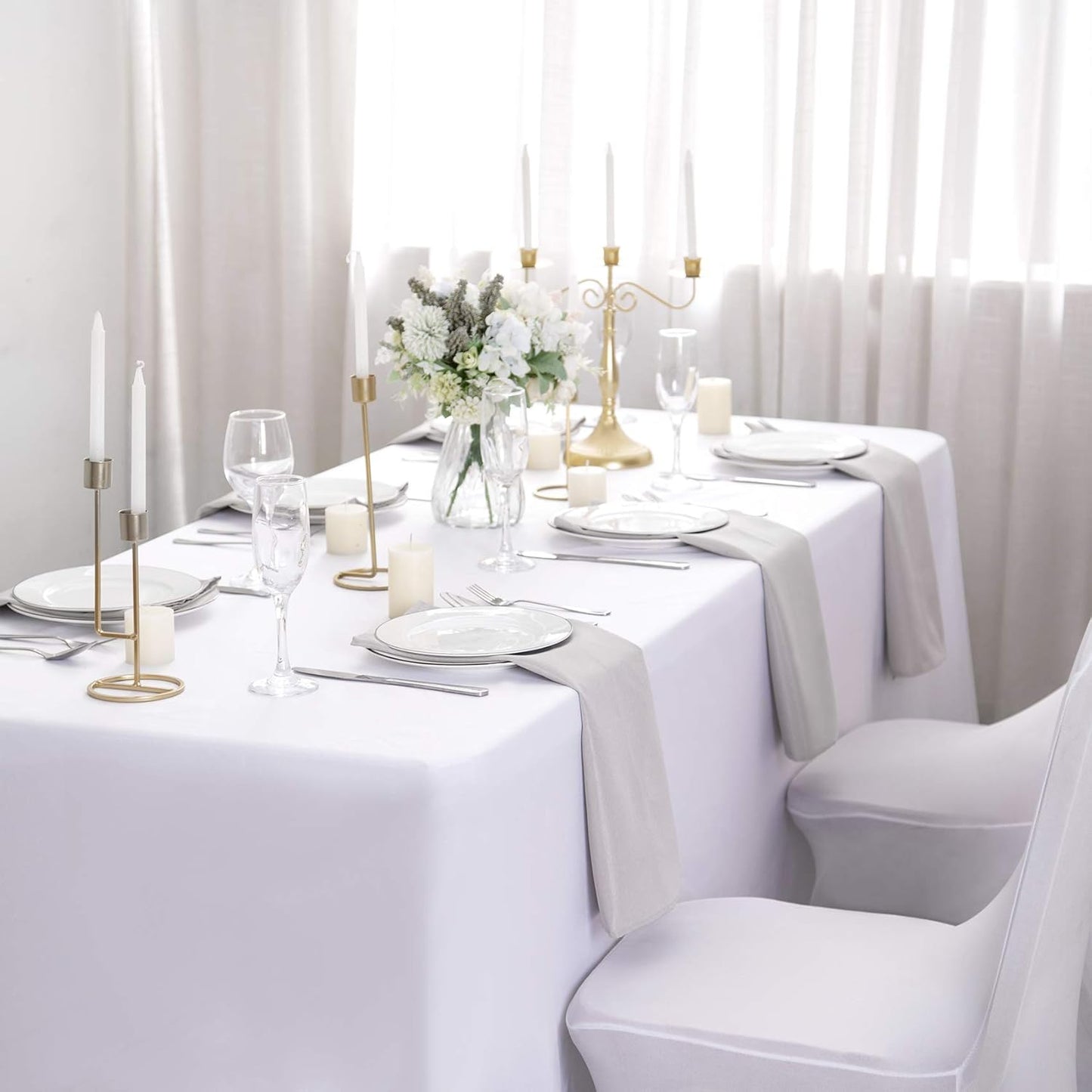 Bailarina Cloth Napkins Set of 40,17x17 inches Dinner Napkins Cloth Washable,Polyester Square Table Cloth Napkin Bulk with Hemmed Edges Ideal for Banquets, Parties and Weddings-Silver