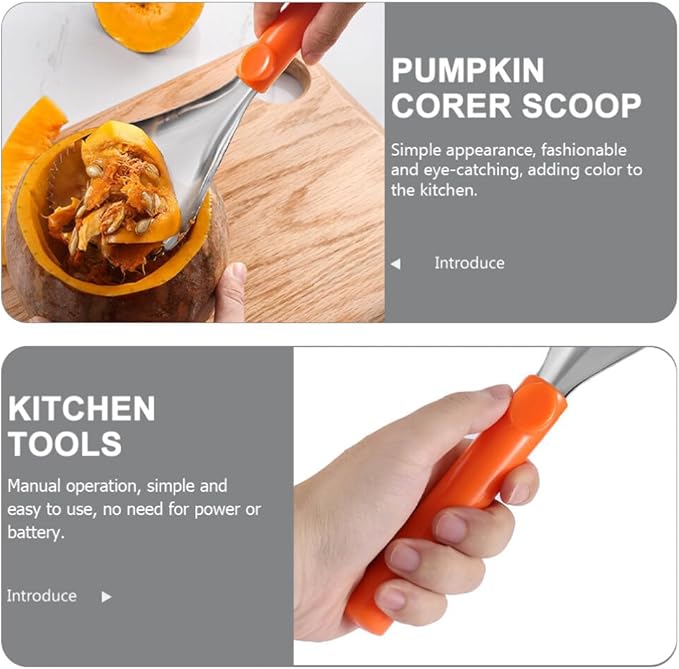 Serrated Spoon Fruit Corer Serrated Edge Fruit Scraper Pumpkin Core Remover Scoop Pumpkin Pulp Separator Pear Pitter Fruit Vegetable Corer for Home Kitchen Pumpkin Corer Scooper