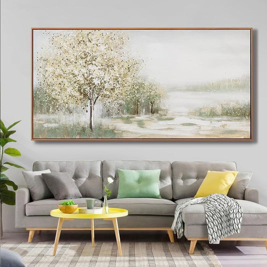 Canvas Wall Art Wall Decor Bedroom Pictures Decoration Spring Scene Nature Landscape Tree Plants Artwork Abstract Wall Art Large Size Modern Painting Framed Pictures For Living Room Home Kitchen Office 29" X 58"