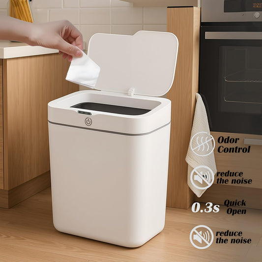 Two Pink smart sensor trash cans with a capacity of 4 gallons, supporting multiple opening methods, waterproof design, anti odor design, fast response, suitable for kitchens,bedrooms,offices, etc