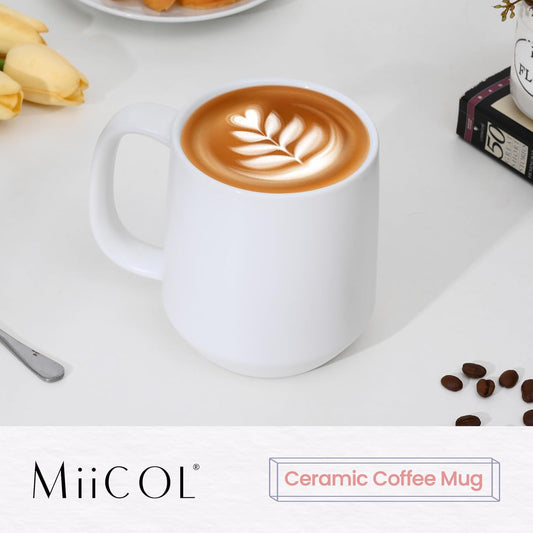 Miicol 16 oz Large Ceramic Coffee Mug, Tea, Mulled Drinks Cup, Gift for Office Staff or Home Using, Microwave and Dishwasher Safe, Frosted Surface, White