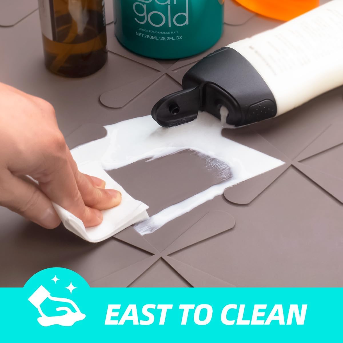 SIKADEER 28" x 22" Under Sink Mat Waterproof, Silicone Mat Kitchen Drawer Shelf and Cabinet Liner, Sink Protector for Kitchen Organizers and Storage, Boot Tray Pet Food Mats