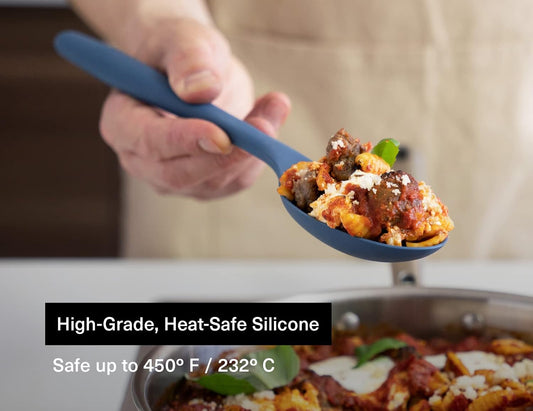Misen Silicone Mixing Spoon - Professional-Grade, Dishwasher Safe - No Scratch Nonstick-Safe Kitchen Tool for Stirring, Scraping, and Serving - Stong, Durable, Heat Resistant - Blue