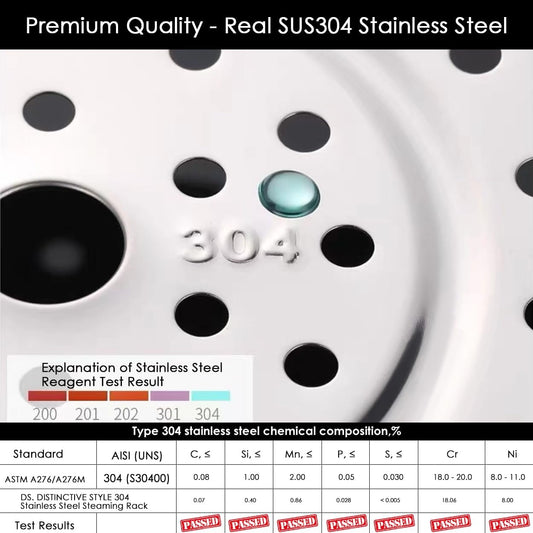 DS. DISTINCTIVE STYLE Steamer Rack 304 Stainless Steel Steaming Rack Steam Tray with Removable Legs for Instant Pressure Cooker Multi-functional Steamer Basket (Silver - 22cm)