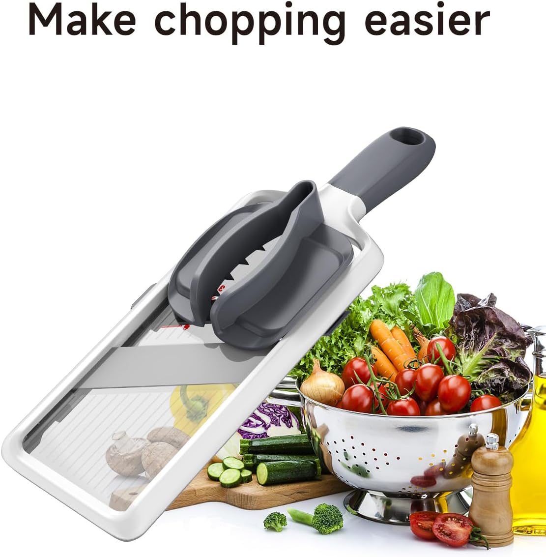 Safety Hand Guard for Mandoline Slicers – Ergonomic, Non-Slip Grip, Durable for Smooth and Safe Slicing of Fruits & Vegetables (Gray)