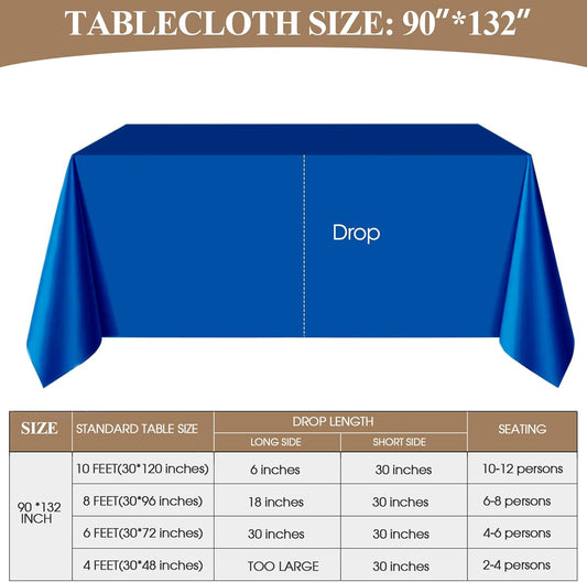 Rectangle Tablecloths 90x132 Inch 2 Pack Royal Blue Tablecloth Washable Decorative Linen Polyester Table Cloths for Dining Table Banquets Buffet Parties and Wedding
