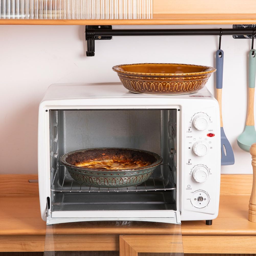 Sweejar Ceramic Pie Pan for Baking,Round Baking Dish Pan for Dinner 10 Inches, Pie Dish Non-Stick Pie Plate for Quiche, Tart, Cake, Pumpkin Pie, Pot Pies (White)