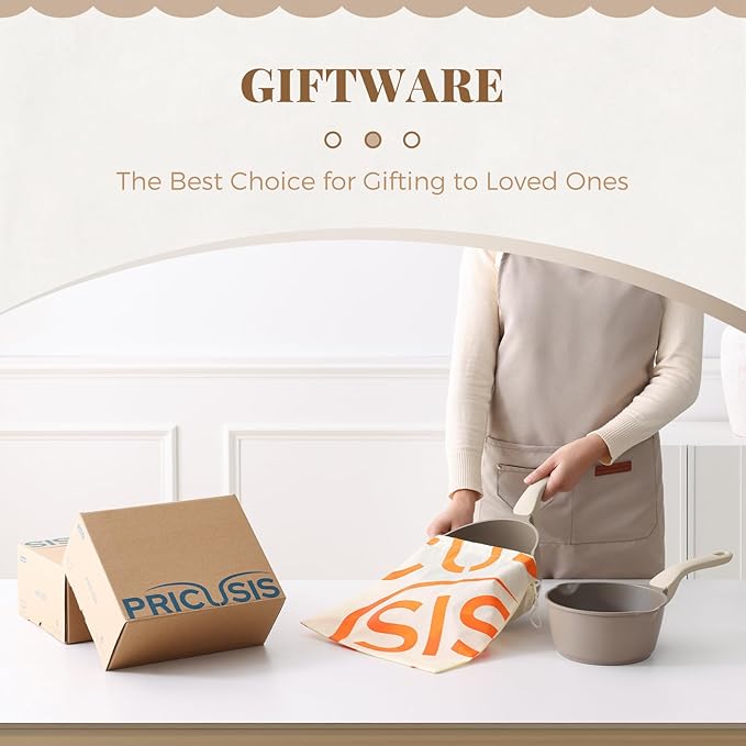 PRICUSIS Nonstick Saucepan with Lid, 2.7 Quart Sauce Pan, Healthy Sauce Pot with Pour Spouts for Multipurpose Use, PFOA Free, Induction Compatible, Apricot