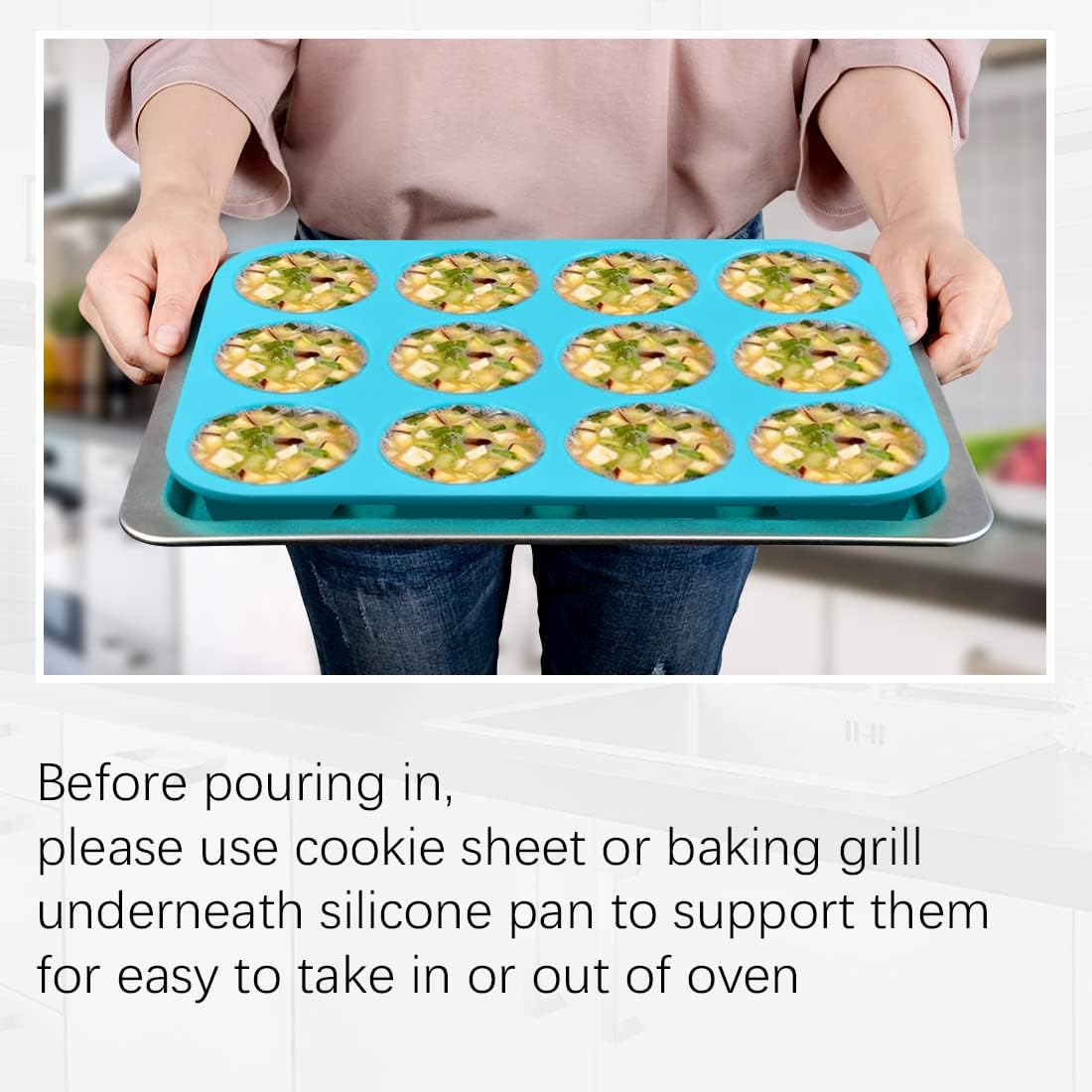 Silicone Muffin Pan Cupcake Pan Set - Mini 24 Cups and Regular 12 Cups Muffin Tin, Nonstick Food Grade Molds with 12 Baking Cups