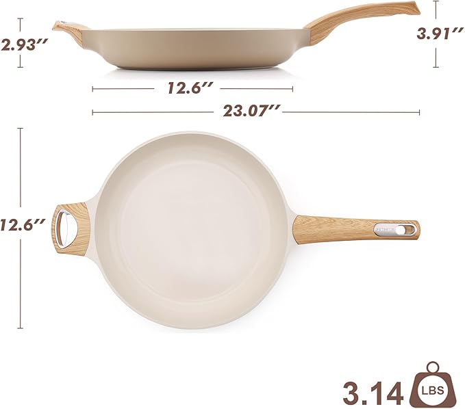 SENSARTE Ceramic Nonstick Frying Pan Skillet with Hot-resistant Handle 12.5Inch Large Non-toxic Healthy Kitchen Cooking Chef's Pan, Free of Intentionally Added PFOA/PFAS/PTFE, Induction Compatible