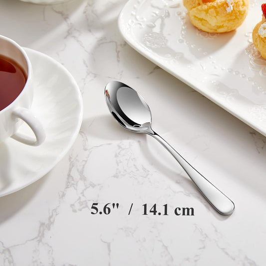 KEAWELL Premium Louise Spoons Set, Set of 4, 18/10 Stainless Steel, Exceptional mirror finish, Dishwasher Safe (5.6" Small Spoon)