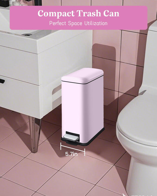 JM.YIPENG 1.3 Gallon Trash Can with Removable Inner Bucket, Pink Trash Can with Soft Close lid, Stainless Steel Step Pedal Garbage Can for Bathroom, Living Room
