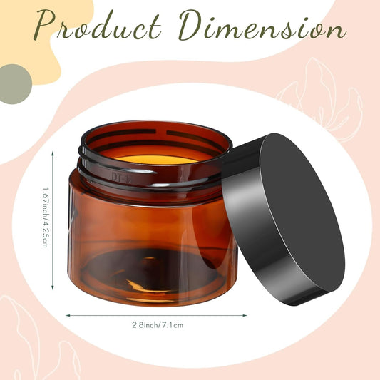 SATINIOR 6 Pack 4 oz Plastic Jars Containers with Lids Wide-mouth Refillable Leakproof Reusable Round Empty Jars for Travel Cosmetic Dry Food Spice Cookie Candy Home Kitchen Organizing(Amber)