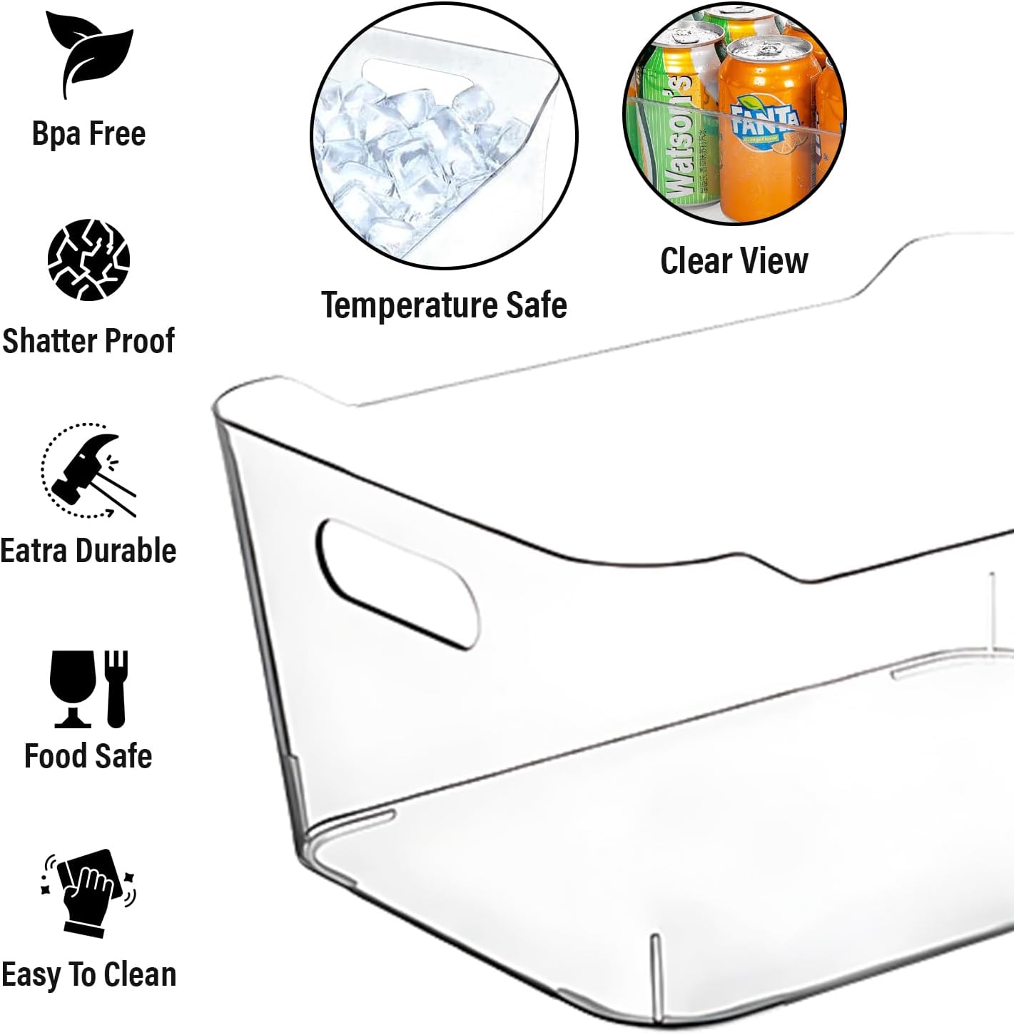 Plastic Clear Storage Bins with Labels, Home Freezer Refrigerator Pantry Organizers and Storage Containers Fridge Organizer Bins Kitchen Organization Cabinet Medicine Bin for organizing