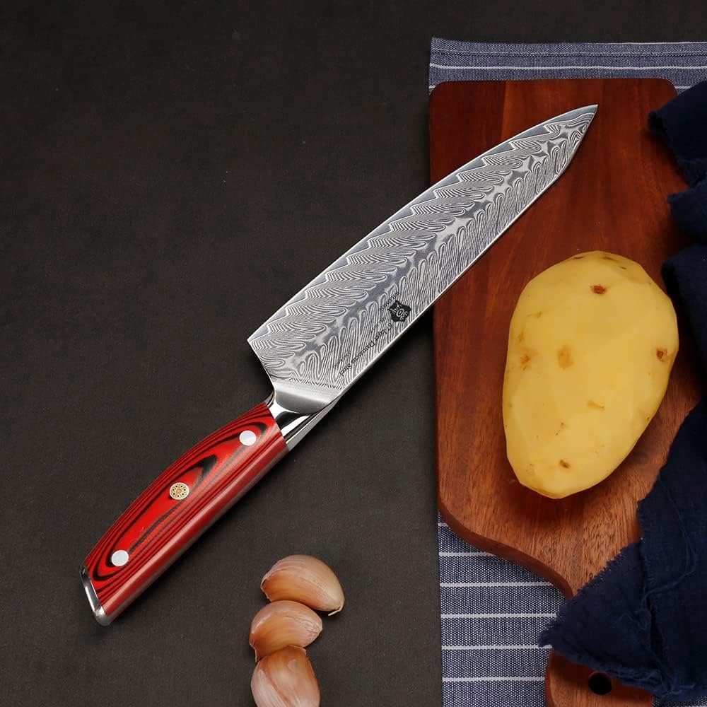 WILDMOK Damascus Chef Knife, 8 Inch Professional chef's knives, Japanese Ultra Sharp Kitchen Knife Full Tang G10 Handle, Japanese damascus knife Including Gift Box