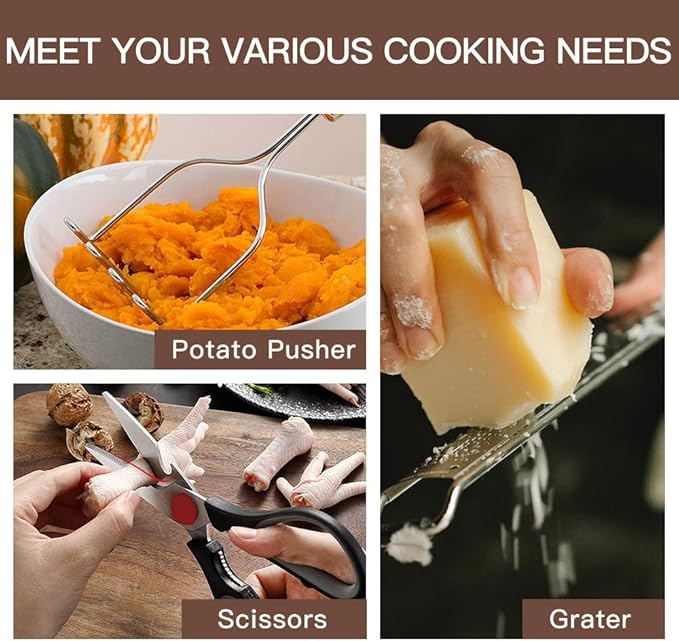 Kitchen Utensils Set-Silicone Cooking Utensils-32 pcs Non-Stick Silicone Cooking Kitchen Utensils Spatula Set with Holder-Best Kitchen Cookware with Stainless Steel Handle (Black)