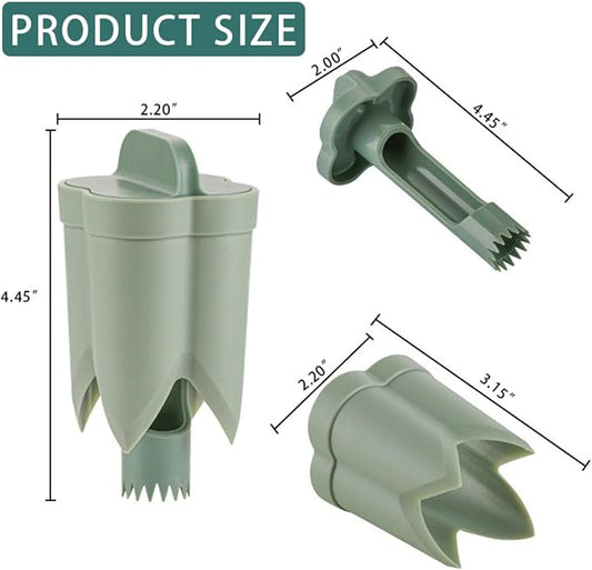 Pepper Corer, 2 in 1 Red Bell Pepper Seed Corer Remover Tool, Fruit & Vegetable Corers Quick Cave Tools for Jalapeno Cutter Deseeder, Off White+Green, 2 PCS