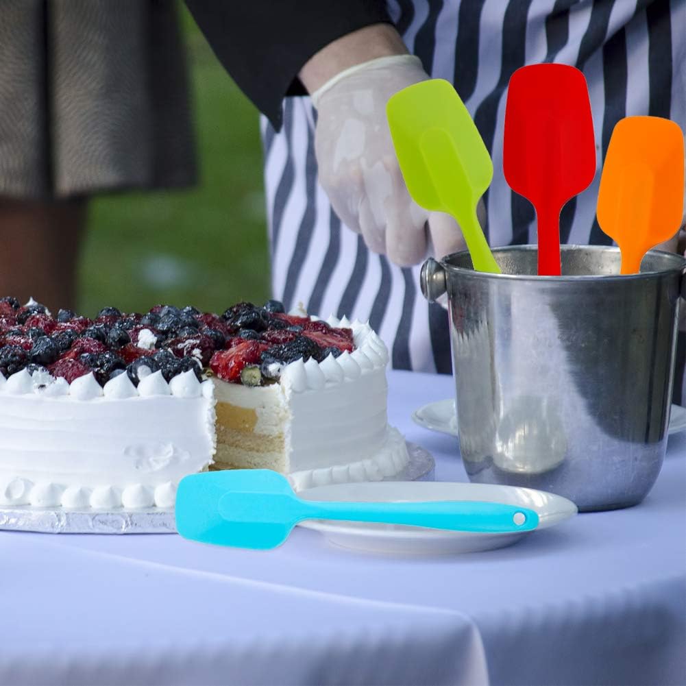 Food Grade Silicone Spatula Set Heat Resistant Small Rubber Spatulas,4 piece Silicone Spoonula Spatula Non-stick Baking Curved Spatulas Multicolor(21.7cm/8.56inch)