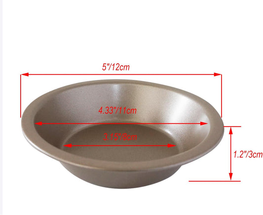 5 Inch Mini Pie Pans, Round Pie Tart Small Tin, Reusable Nonstick Carbon Steel Pie Pan Plate Set for Oven, Tiny Pie Tin for Pot Pies, Bread, Cakes, Quiches - 8PCS, Gold