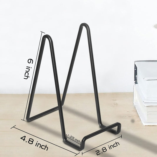 Decolore 4 Pack 6 Inch Black Picture Stands for Display Square Plate Holder Display Stand Frame Stand for Picture, Decorative Plate, Photo Easel and Artistic Work