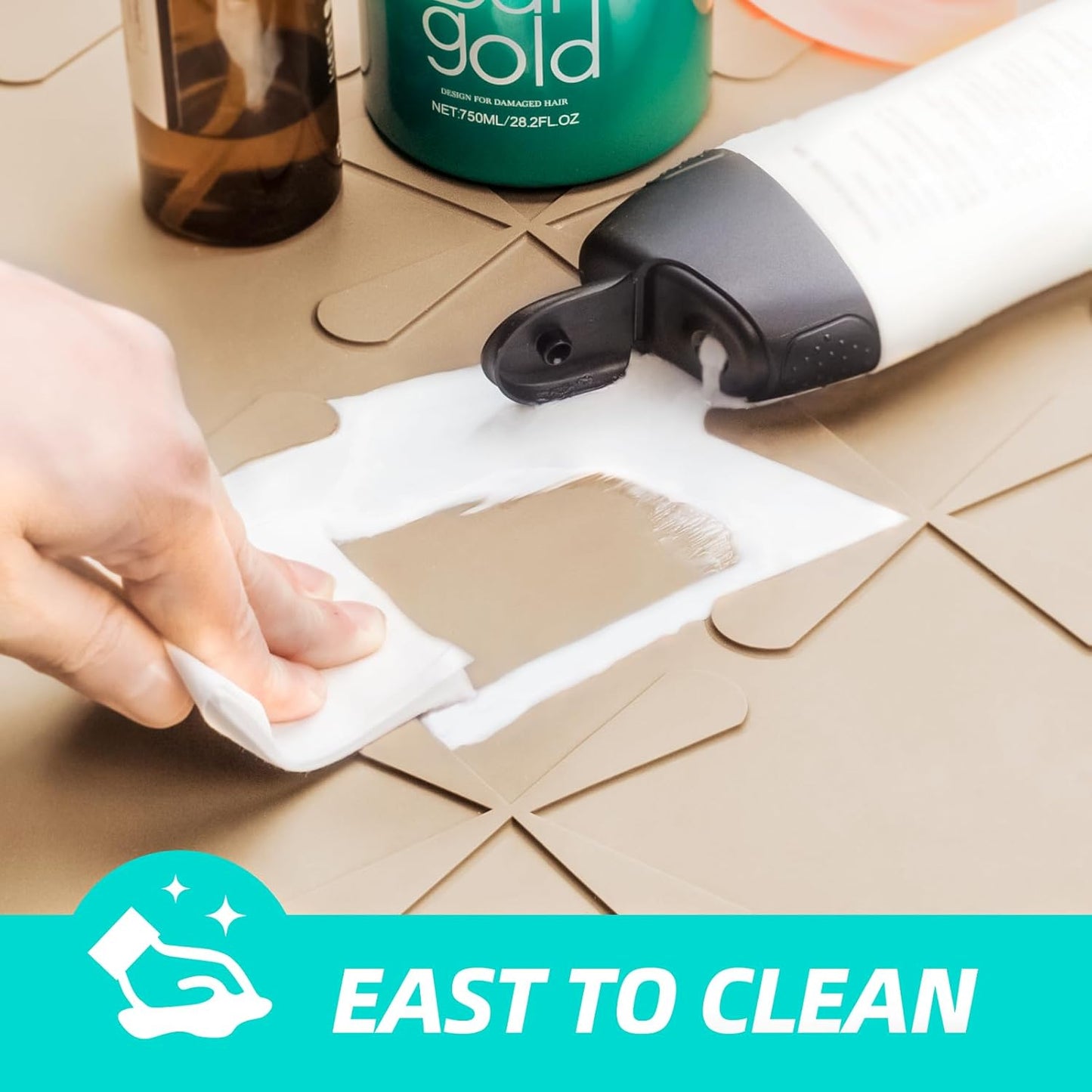 SIKADEER 37" x 22" Under Sink Mat Waterproof, Silicone Mat Kitchen Drawer Shelf and Cabinet Liner, Sink Protector for Kitchen Organizers and Storage, Boot Tray Pet Food Mats