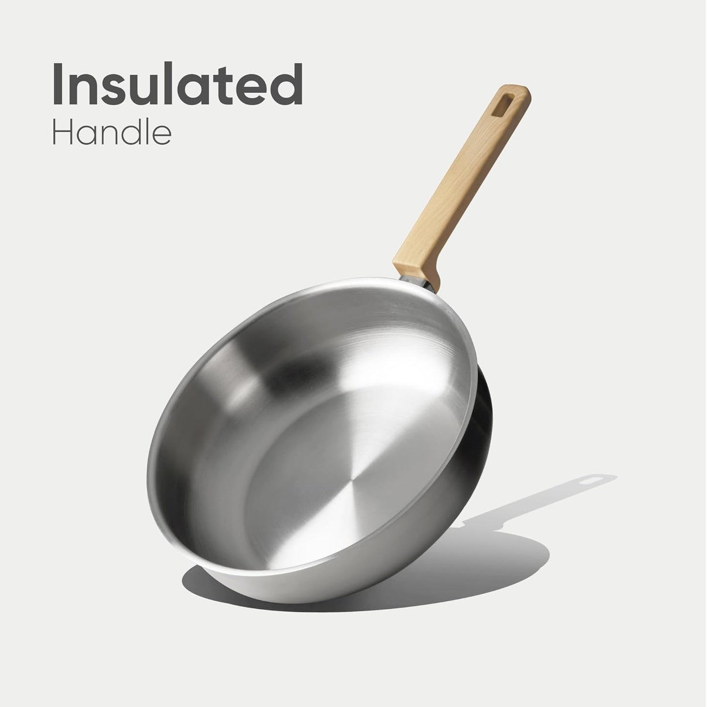 CAROTE 10" Stainless Steel Frying Pan with Lid - Non-Toxic Saute Pan, Omelet Pan - Fast & Even Heat - Induction, Ceramic, Gas Cooktops Compatible