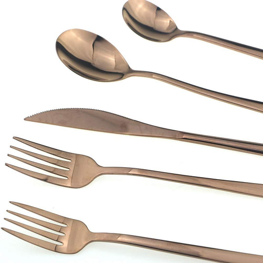 JASHII Mirror Polished Rose Gold 20-Piece SUS304 Stainless Steel Flatware Set,Silverware Set Dinner Knife Fork Spoon Dessert Fork Salad Spoon Service for 4