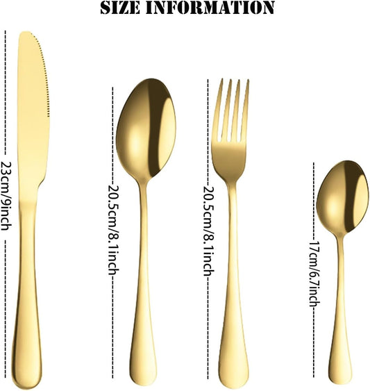 Flatware Serving Set, 24 Pieces Heavy Duty Stainless Steel Flatware Set Utensils Cutlery Tableware Set Including Steak Knife Fork and Spoon