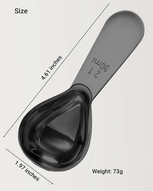 Coffee Scoop 30ml 2PCS, 2 Tablespoon Measuring Spoons, Ergonomics Design Coffee Scooper Stainless Steel Manufacture,Coffee Scoop for Ground Coffee Protein Powder Sugar Cereal (Black, 2 tbsp-30ml)