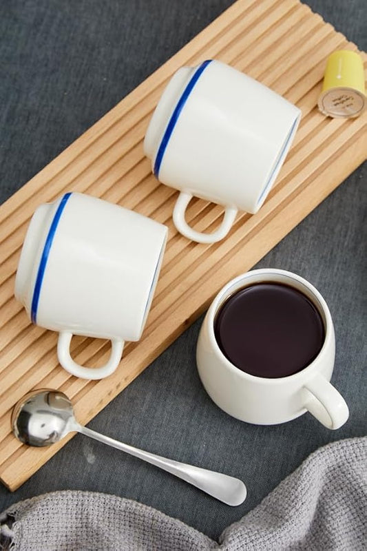 11 Ounce Porcelain Coffee Mugs Set of 6 with Handle Perfect for Coffee, Tea, Milk, Chocolate and Latte, Ceramic Coffee Cups Set for Man and Woman (Blue)