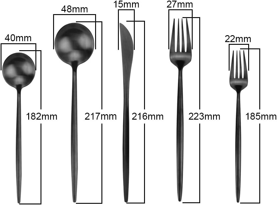 Flatware Set, Matte Black Silverware Set, AOOSY Heavy Solid 20-Piece 18/10 Stainless Steel Flatware Cutlery Set for 4, Mirror Finish, Dishwasher Safe, Nice Box Package(A Matte Black Flatware)