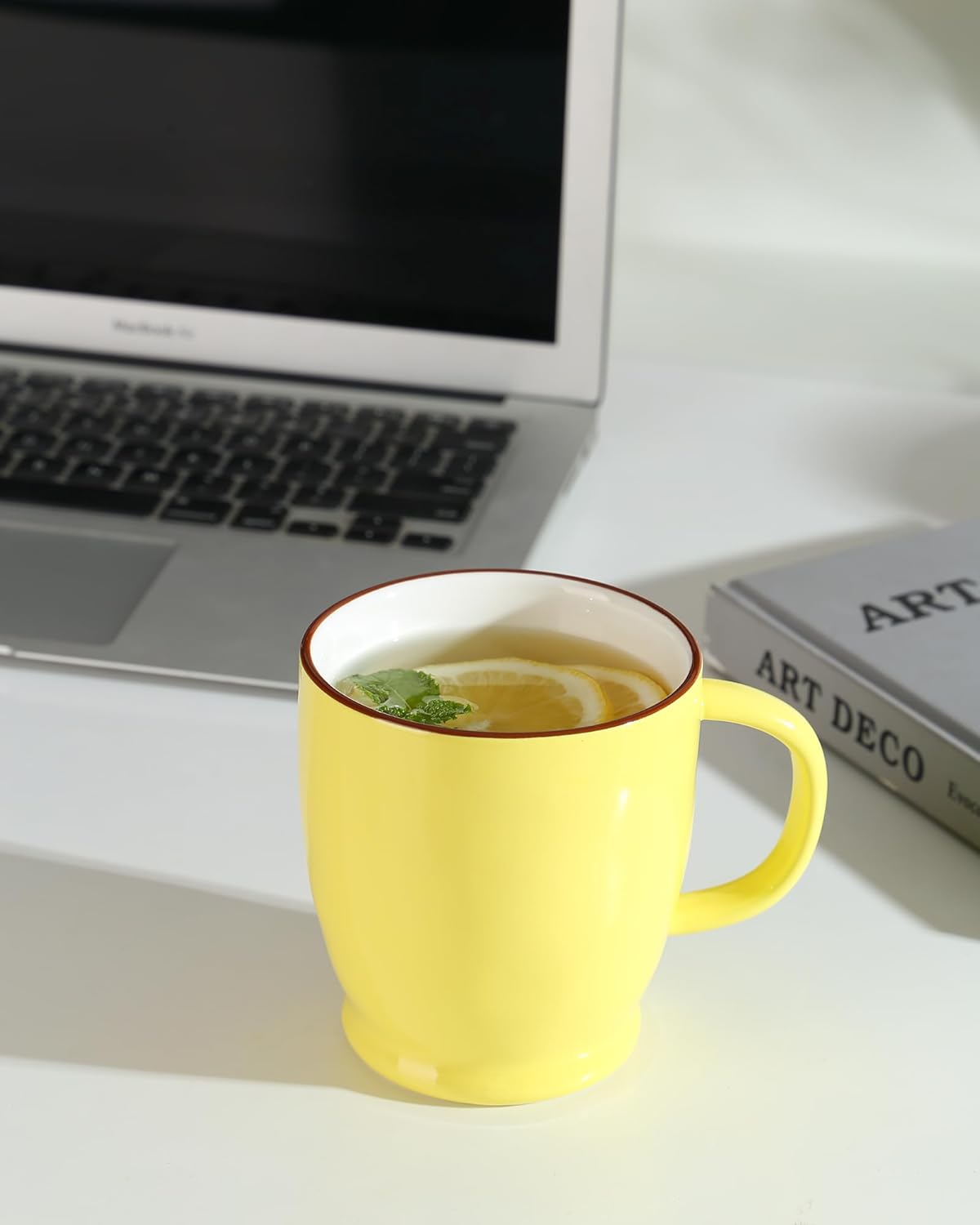 Yellow Coffee Mug, 16.5oz Large Tea Cup with Big Handle, Ceramic Microwave Coffee Mug, Coffee Cup Gifts for Women, Friend, Birthday, Christmas, Celebrate