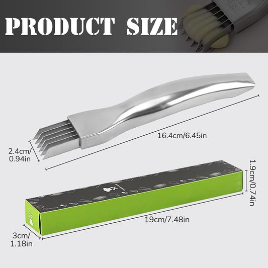 Shred Silk The Knife, 2025 Upgrade Green Onion Cutter Stainless Steel Chopped Kitchen Slicing Tool Cutter for Vegetables Onion Garlic, Multifunctional Kitchen Food Vegetable Cutter (1Pack)