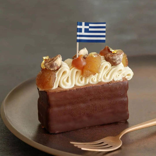 100 Pack Greece Flag Greek Toothpick Flags, Cocktail Picks Mini Stick Cupcake Toppers Country Picks Party Decoration Celebration Cocktail Food Bar Cake Flags (Greek)