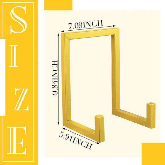 Sweetude 2 Pcs Large Plate Stands for Display Metal Frame Plate Holder Display Stand Decorative Table Top Easels for Picture, Book, Platter, Photo Easel (Gold,10 Inch)