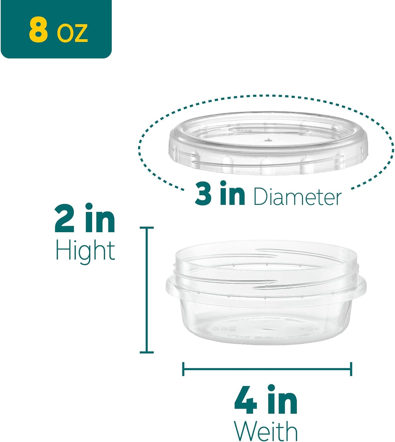 8 ounce Plastic Food Storage Containers with colored Twist Top Lids Reusable Leak Proof Deli Containers for Freezer Storage Meal Prep (12)