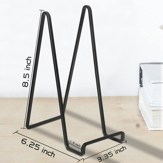 Decolore 4 Pack 8.5 Inch Black Picture Stands for Display Square Plate Holder Display Stand Frame Stand for Picture, Decorative Plate, Photo Easel and Artistic Work