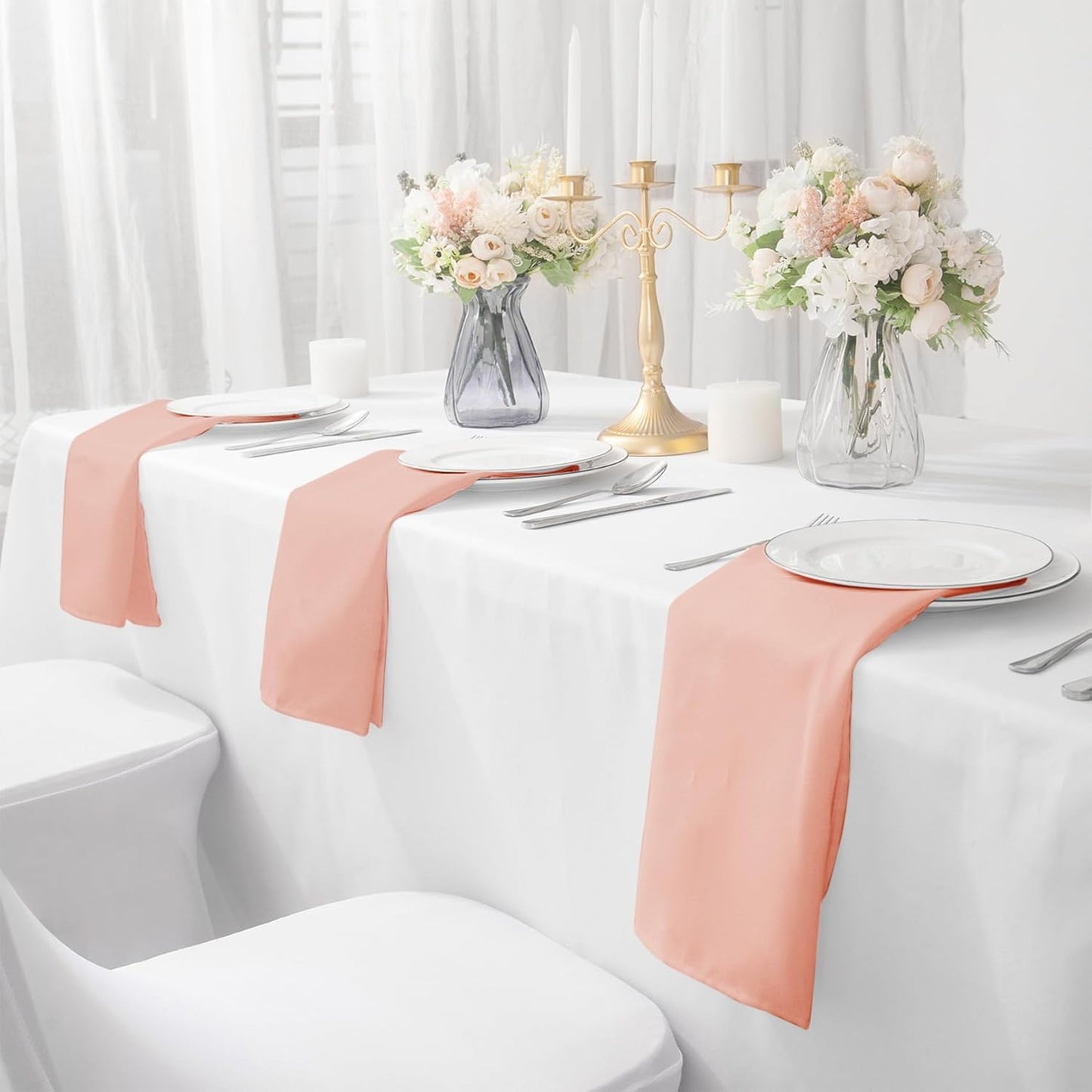 Bailarina Cloth Napkins Set of 120,17x17 inches Dinner Napkins Cloth Washable,Polyester Square Table Cloth Napkin Bulk with Hemmed Edges Ideal for Banquets, Parties and Weddings-Dusty Pink