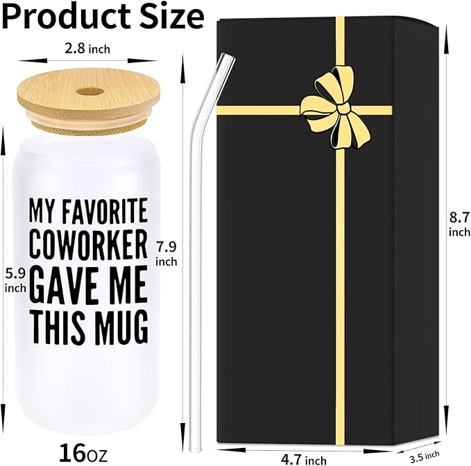 Monogrammed Glass Drinking Cup With Lid Straw Women White Elephant Gifts Adult Christmas Gag Funny Unique Who Have Everything Good Hilarious Cool Co Worker Favorite Besties Leaving Female Teacher