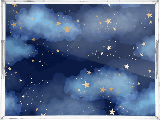 Acrylic Serving Tray with Handles Spill Proof Kitchen Storage Tray Clear Decorative Tray Makeup Drawer Organizer Storage Tray for Bathroom Living Room Ottoman 15.7x11.8Inches