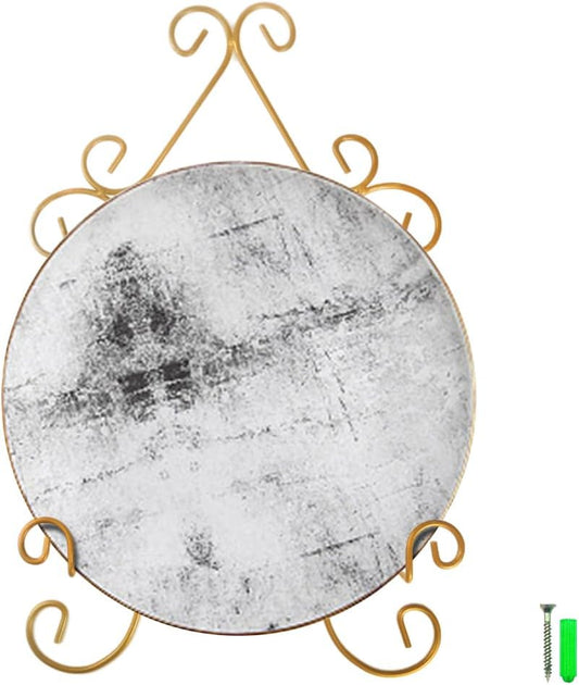 YY YEARCHY Plate Stand Holder for Wall Hanging Display Rack Art Hanger Metal Easel Photo Holder Books Bowls Platters (Yellow, 6 inches/9.84" x 6.3" x1.2")