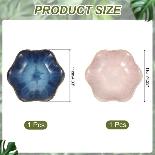 uxcell 2Pcs Ceramics Jewelry Plate, Lotus Leaf Shape Key Holder Bowl for Entryway Table Decor Small Ring Tray Dish Gift for Women Girlfriend, Pink/Blue